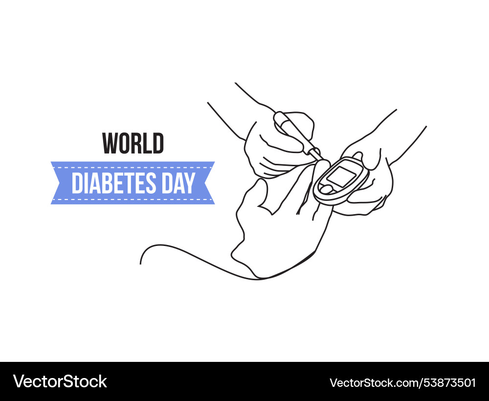 Continuous one line drawing hand using glucometer Vector Image