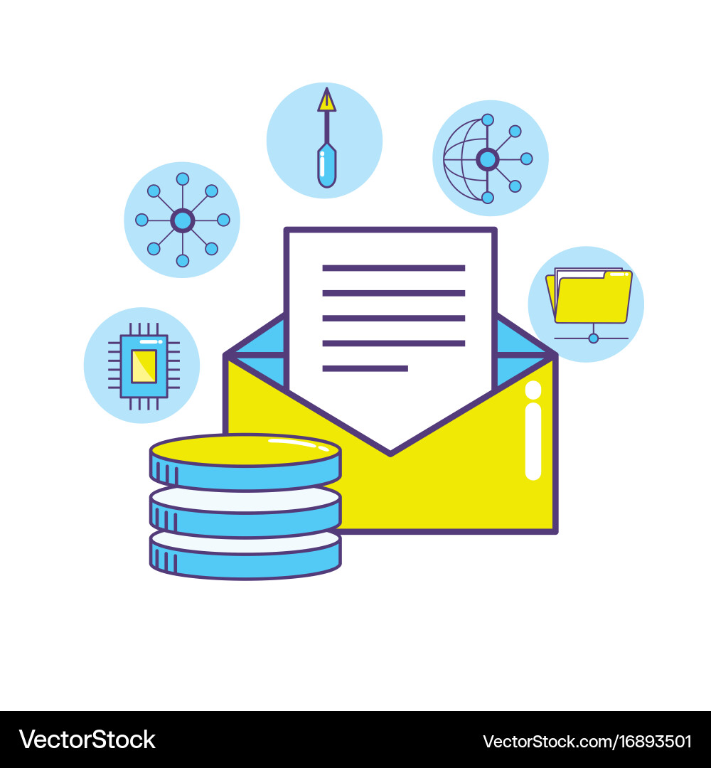 Data center connection information server vector image