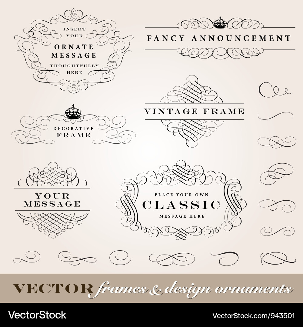 Elegant Script Frames & Ornaments vector image
