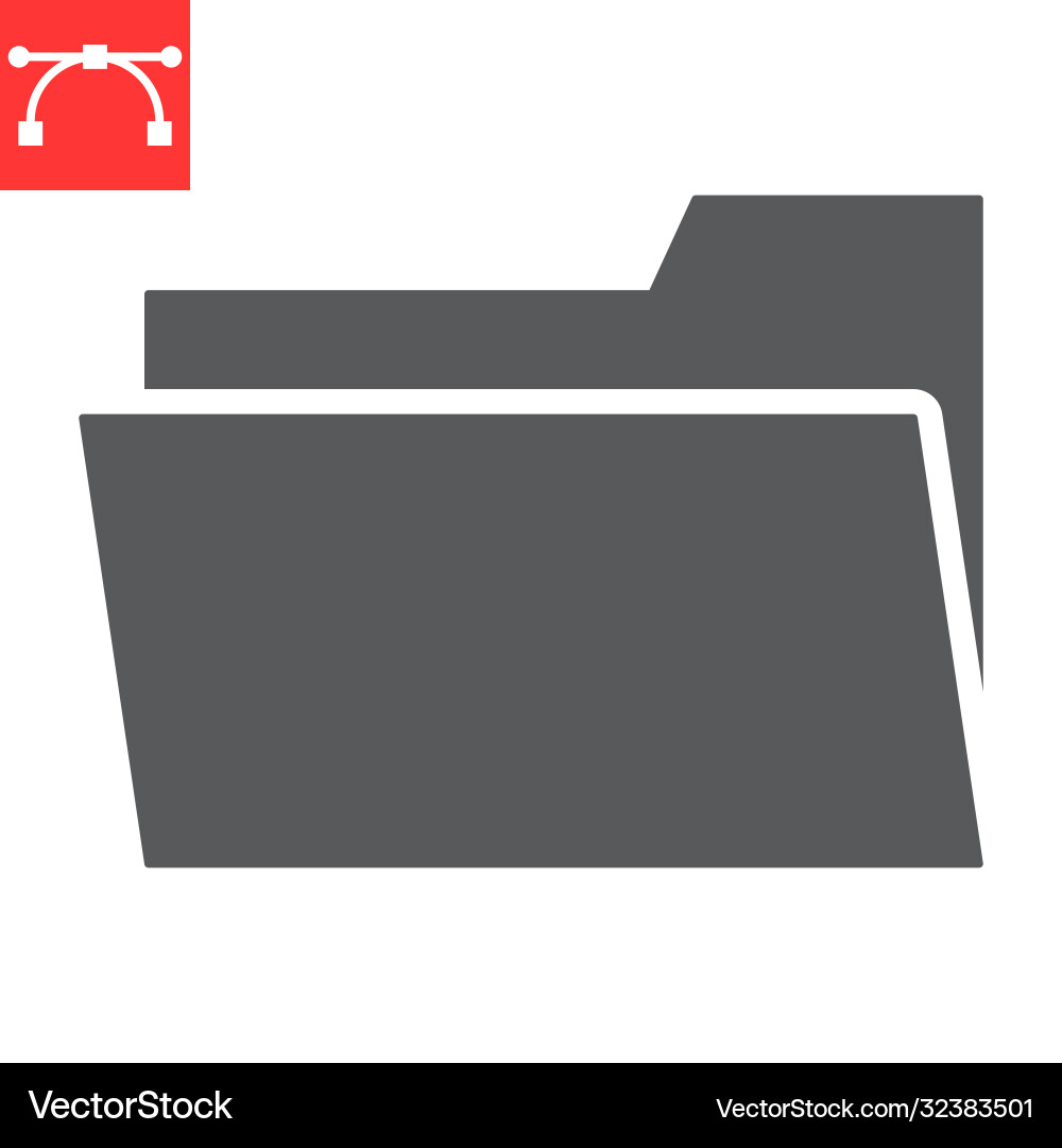 Folder glyph icon ui and button document sign Folder glyph icon ui and button document sign vector image
