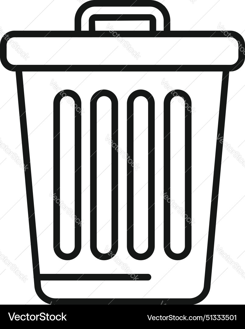 Line art of a trash can Royalty Free Vector Image