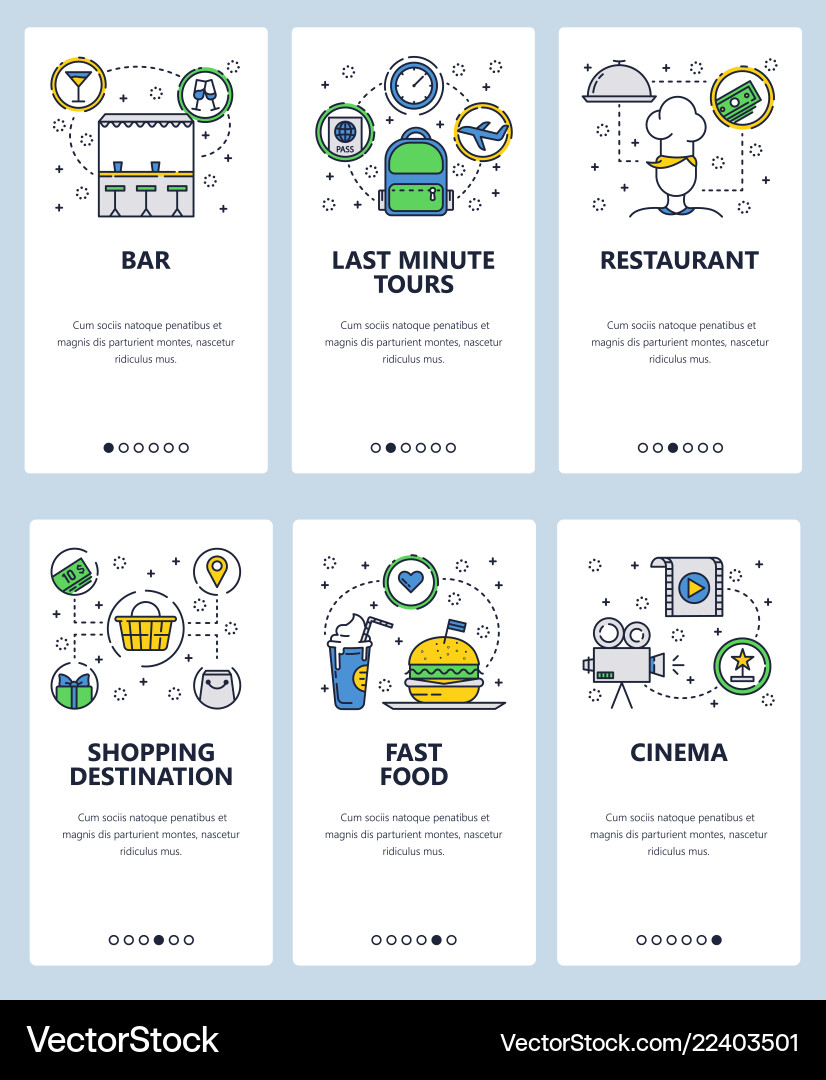 Line art web and mobile app template set Vector Image