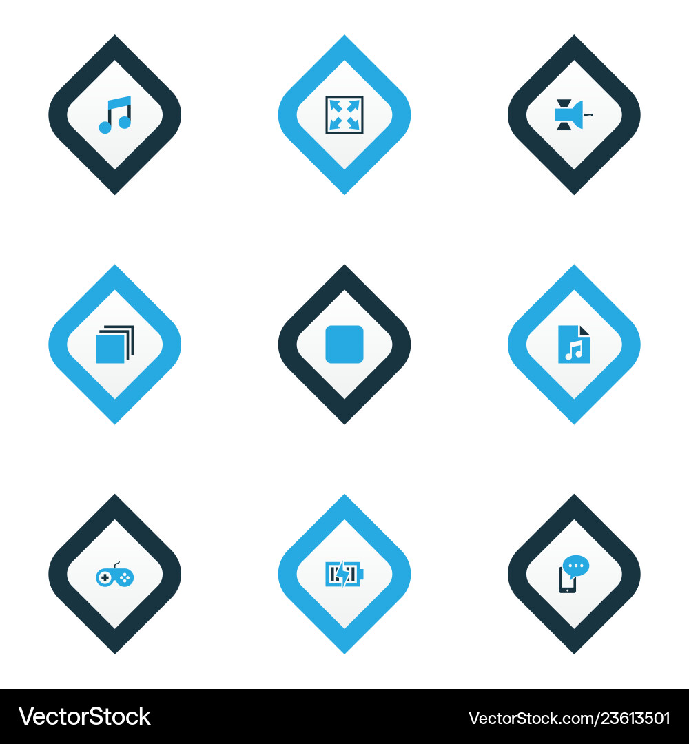 Multimedia icons colored set with song list stop Vector Image