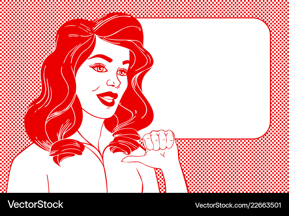 Pop art woman and empty speech bubble Pop art woman and empty speech bubble Vector Image