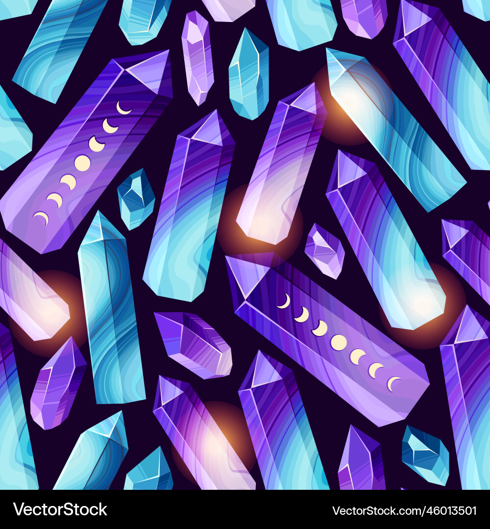 Seamless pattern with colorful crystal gems vector image