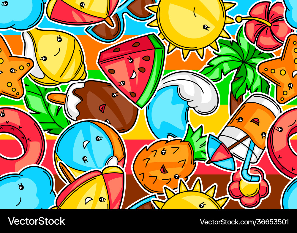 Seamless pattern with summer items Vector Image