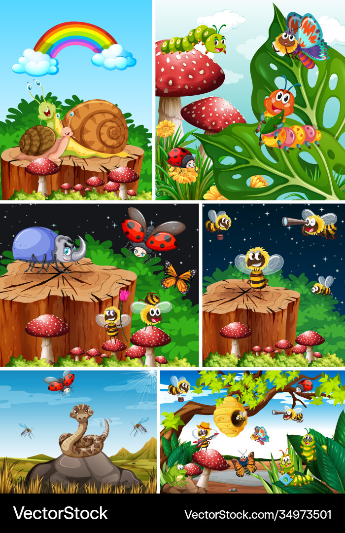 Set different insects living in garden Set different insects living in garden vector image