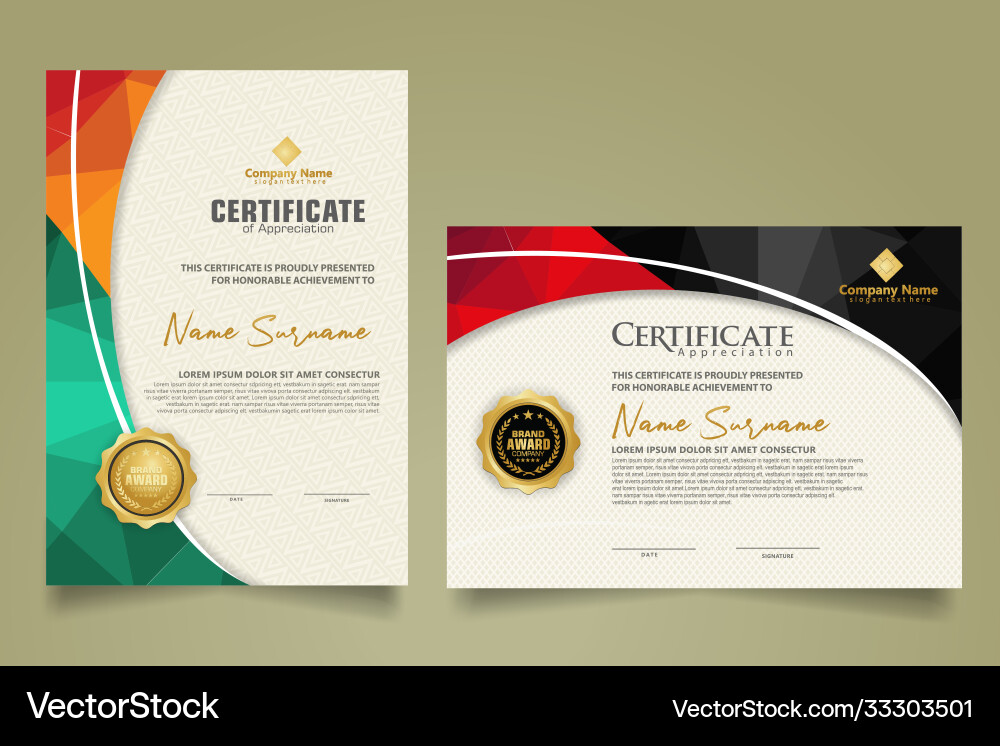 Set modern certificate template with triangle Set modern certificate template with triangle vector image