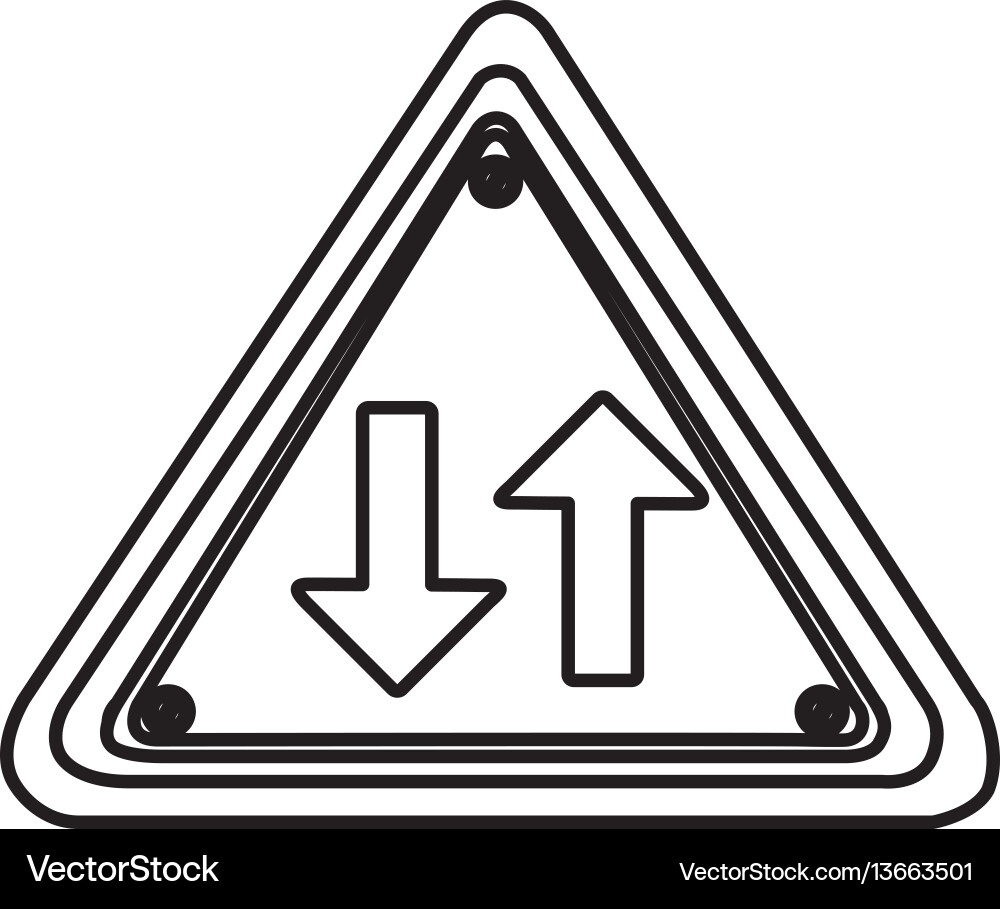 Silhouette triangle shape frame two way traffic vector image