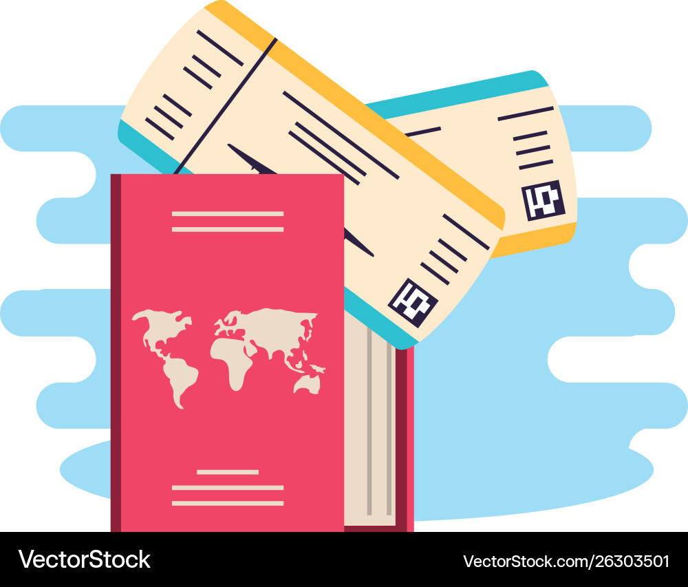 Ticket flight document with passport Vector Image