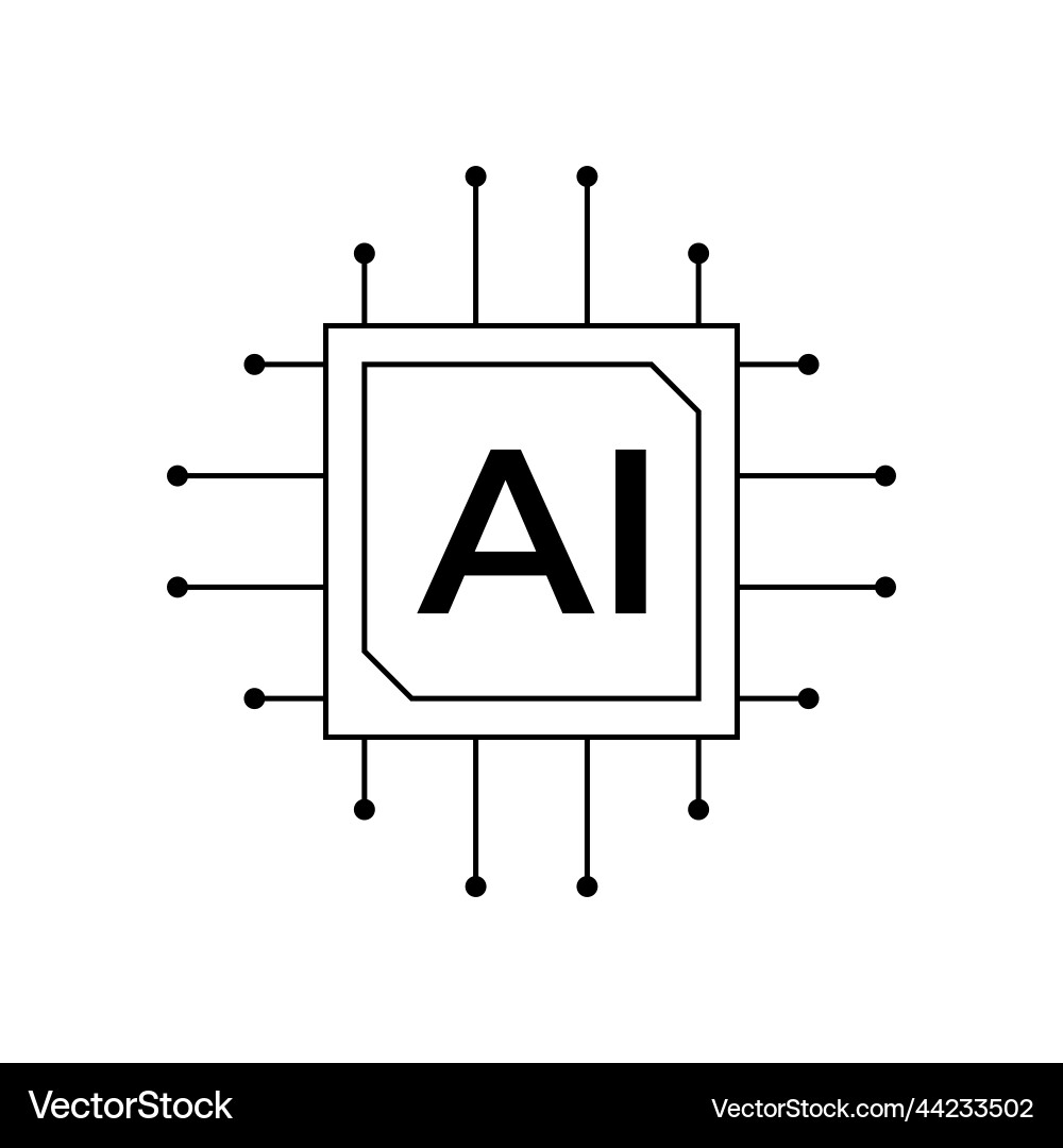 Ai icon line art style machine learning vector image
