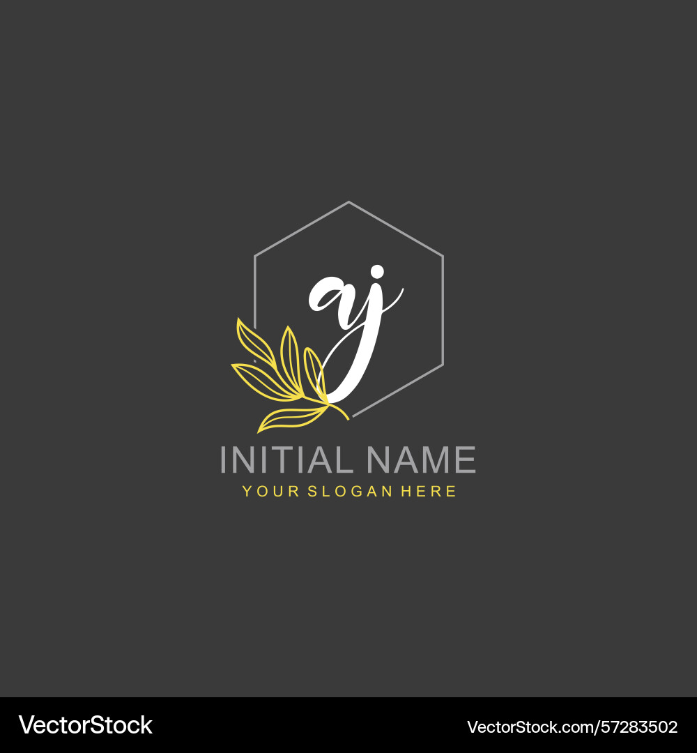 Aj initial logo templates with botanical elements vector image