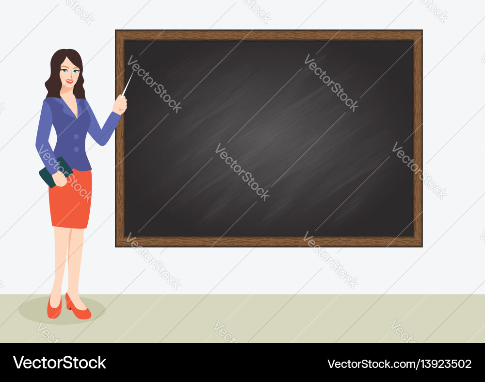 Attractive Teacher with Chalkboard Vector Image