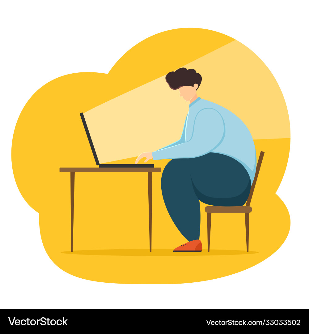 Big man working at computer Big man working at computer vector image