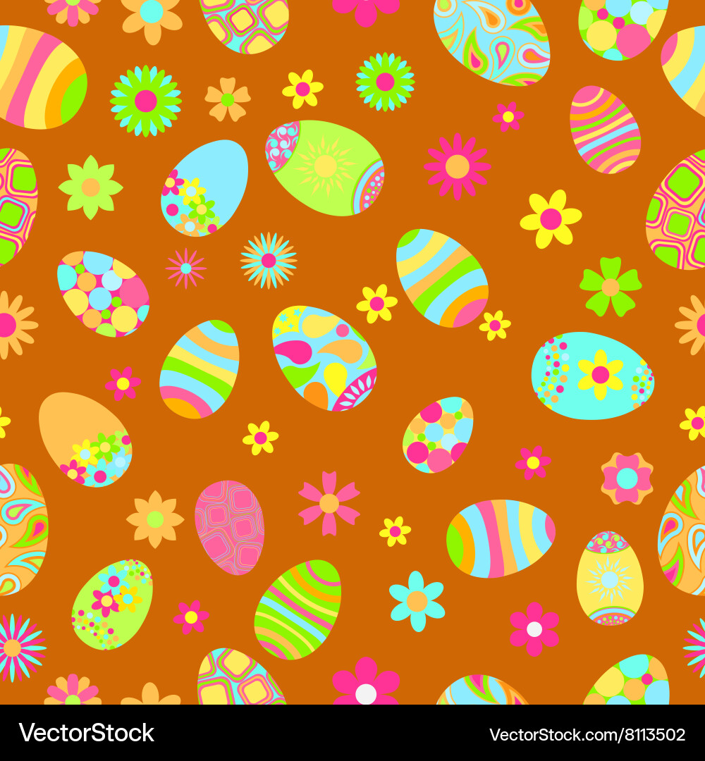 Colorful Easter Flower Pattern vector image