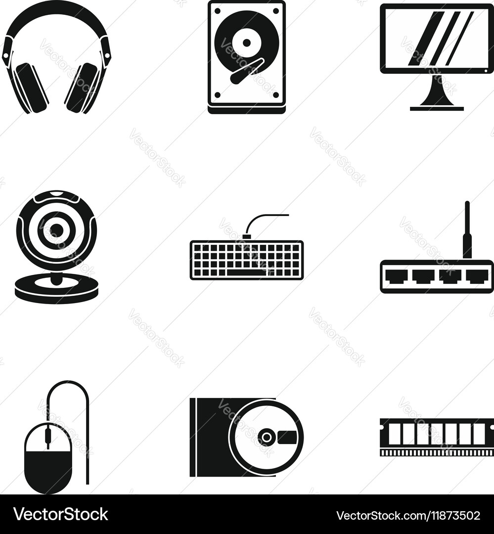 Computer data icons set simple style vector image