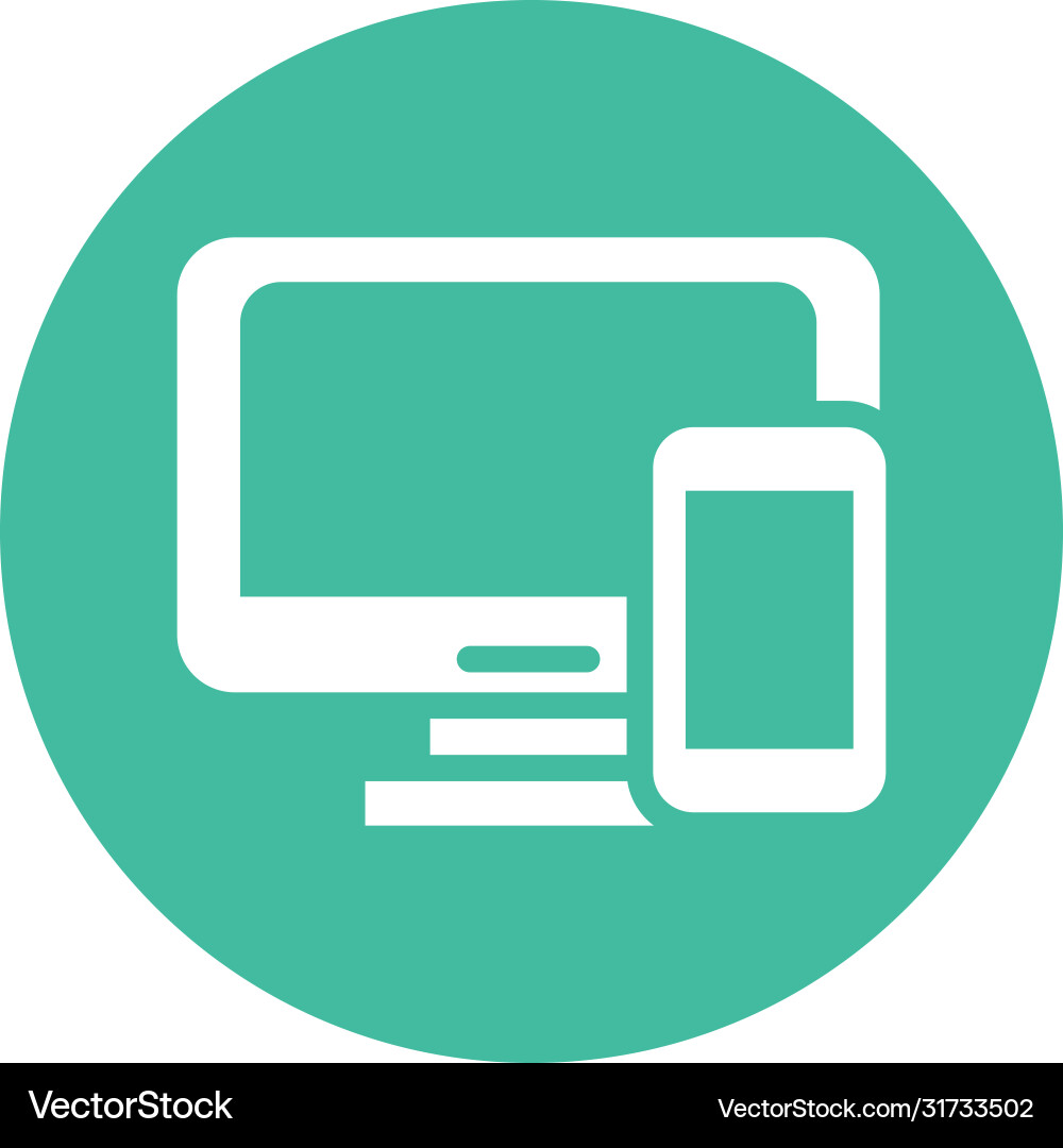 Desktop with smartphone block style icon Desktop with smartphone block style icon vector image