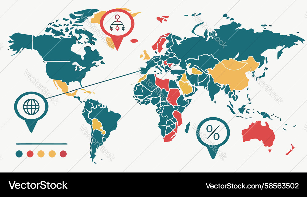 Global Data Map Infographic Vector Image