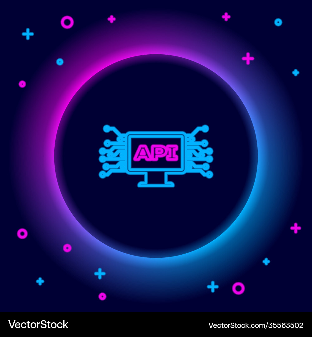 Glowing neon line computer api interface icon Glowing neon line computer api interface icon vector image
