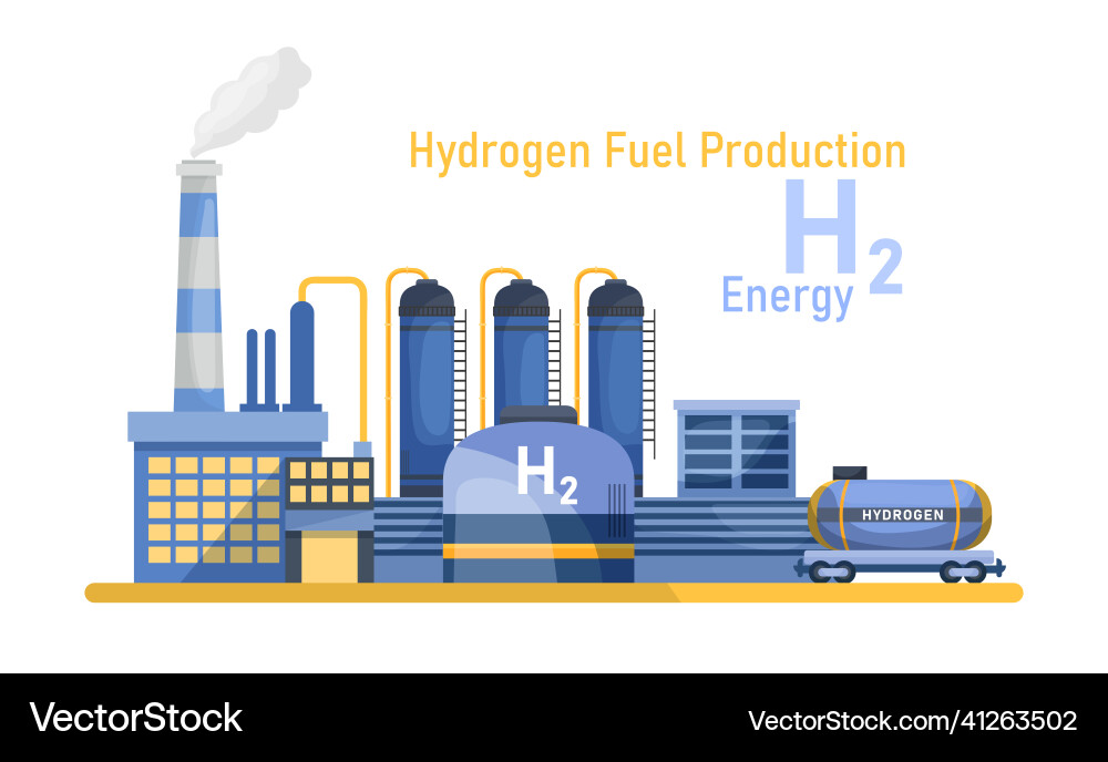 Green Hydrogen Fuel Plant Vector Image