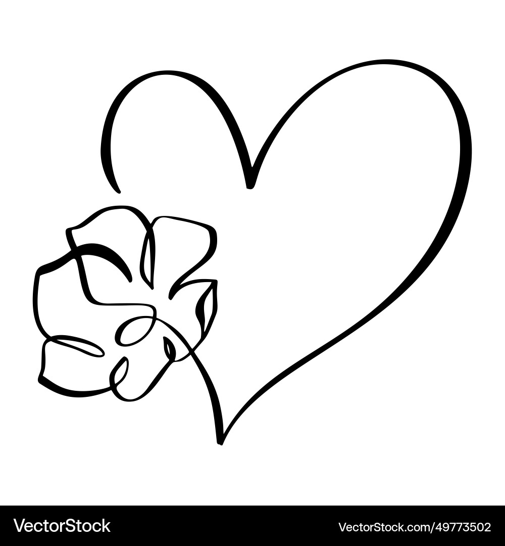Hand drawn love heart with flower logo one – Royalty-Free Vector |  VectorStock, image size:1000x1080