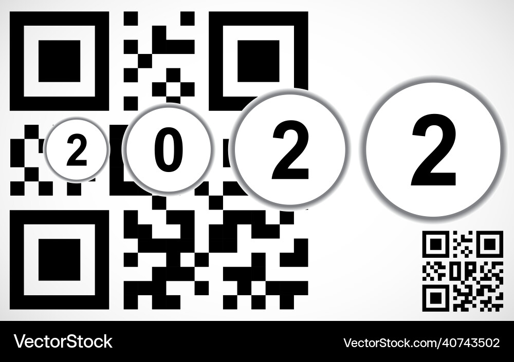 Happy new year 2022 text design with qr code Vector Image