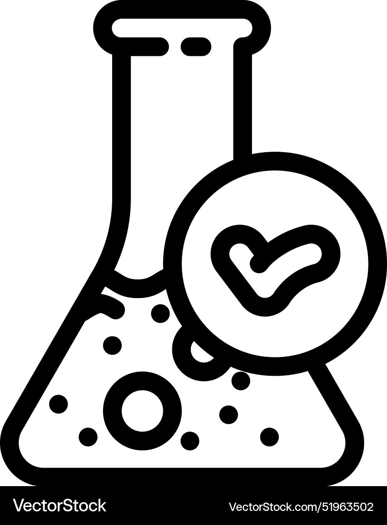 Lab verified label product caution line icon Vector Image