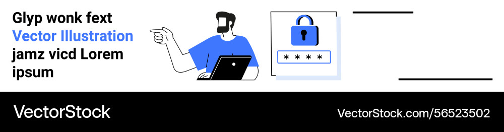 Man with laptop pointing at secure login screen Man with laptop pointing at secure login screen vector image