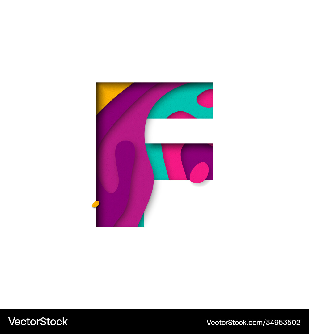 Papierschnittbuchstabe f realistische 3d Multischichten Papierschnittbuchstabe f realistische 3d Multischichten vektorbild