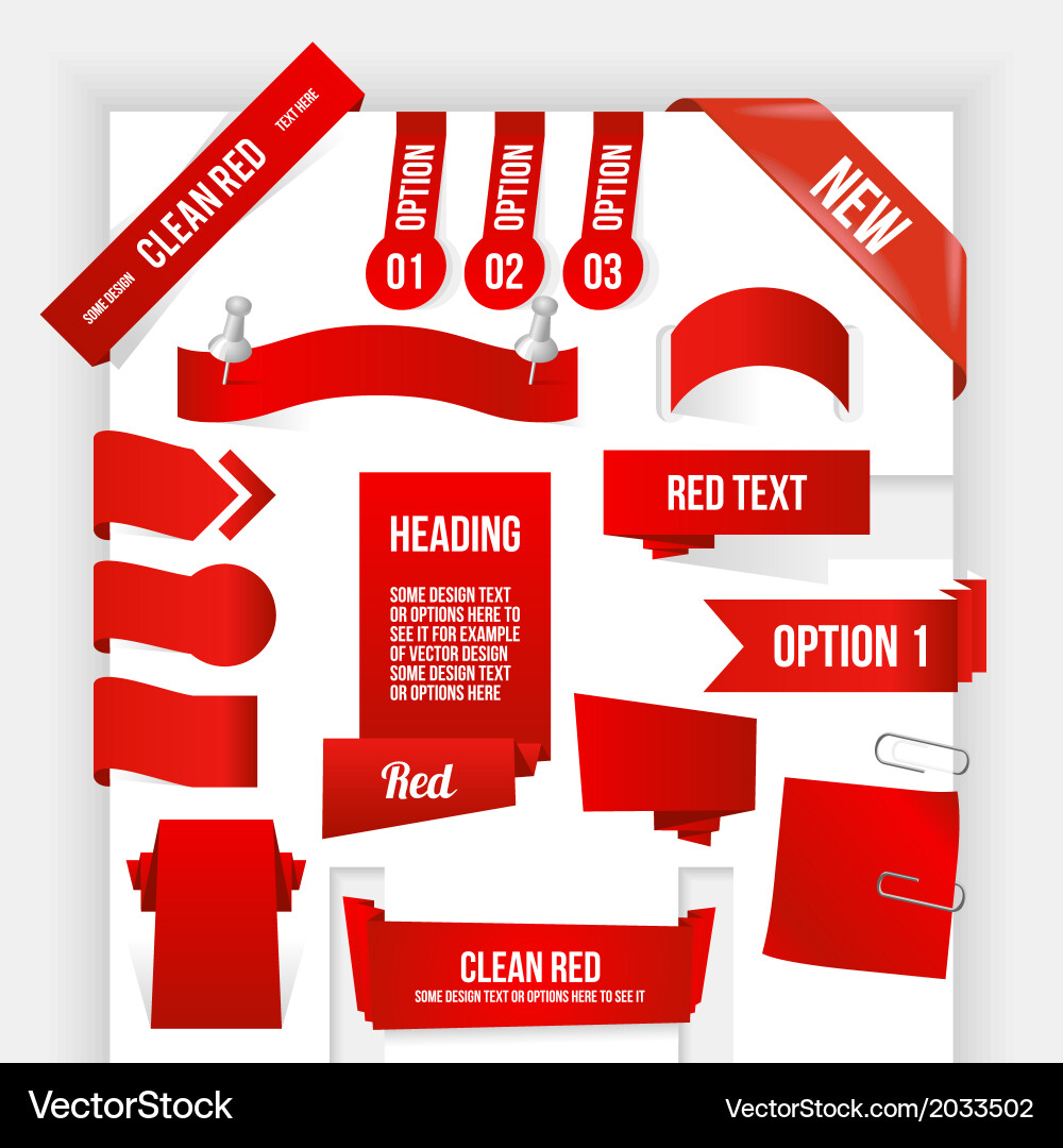 Red Web Elements - Ribbon & Corner Collection vector image
