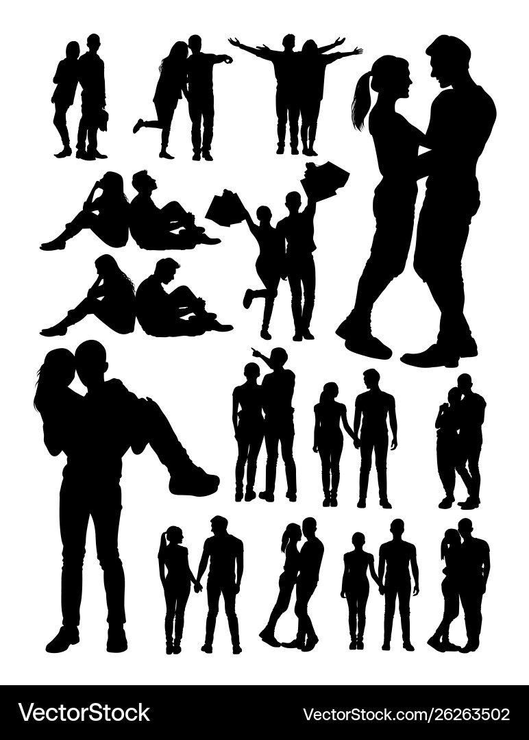 Romantic Silhouette Couple Vector Image