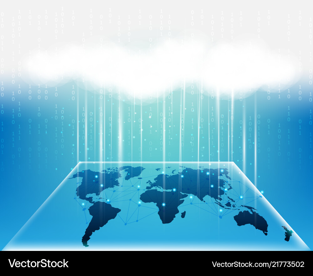 World map cloud bigdata information network World map cloud bigdata information network vector image