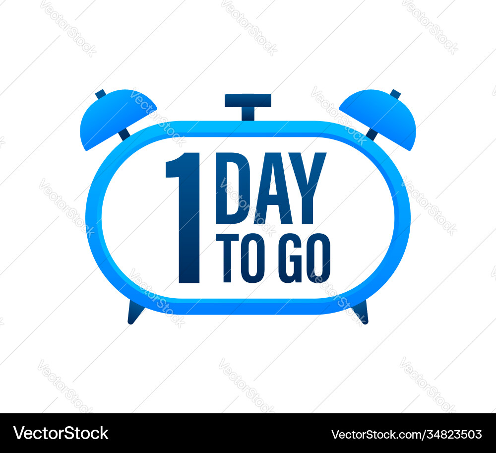 1 Tag zu gehen Countdown Timer Uhr Symbol Zeit 1 Tag zu gehen Countdown Timer Uhr Symbol Zeit Vektorbild