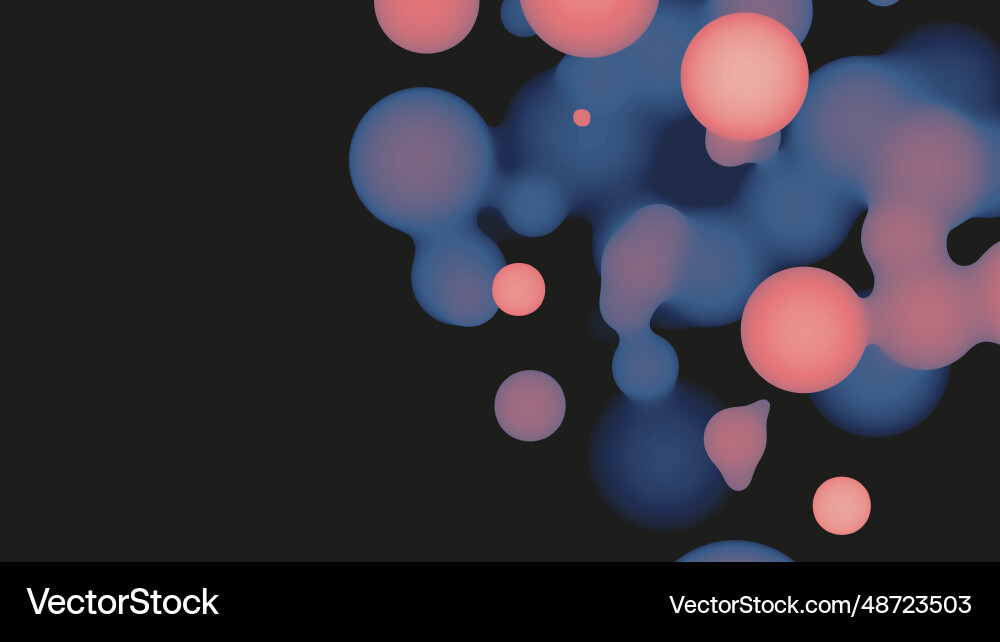Abstract 3d fluid metaball shape with violet balls Abstract 3d fluid metaball shape with violet balls vector image