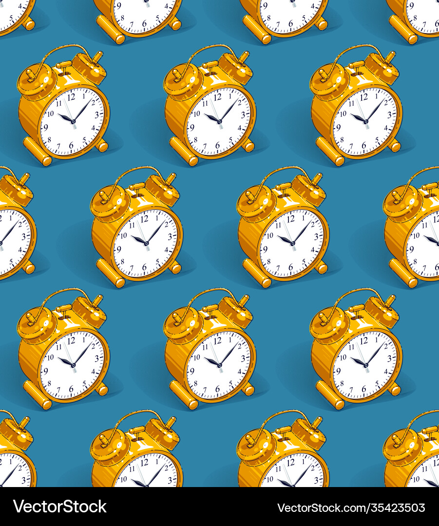 Alarm clocks seamless background timer deadline vector image