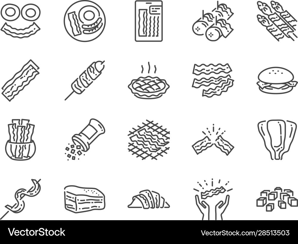 Bacon line icon set Royalty Free Vector Image - VectorStock