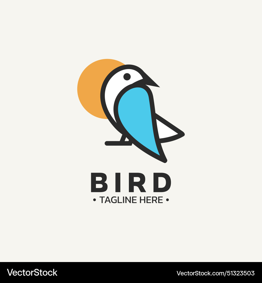 Bird logo design with simple color and line style vector image