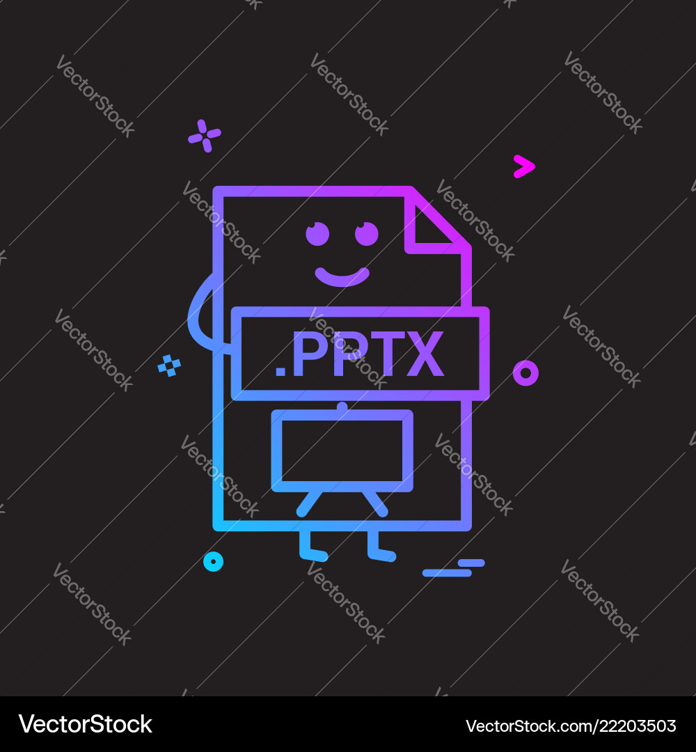 Computer pptx file format type icon design Computer pptx file format type icon design vector image
