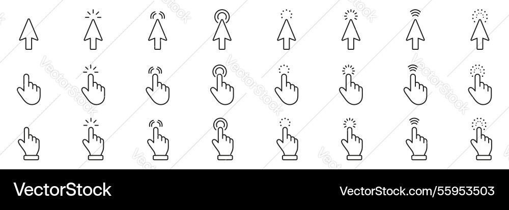 Cursor und Handgeste Linie Symbol gesetzt Pointer Cursor und Handgeste Linie Symbol gesetzt Pointer vektorbild