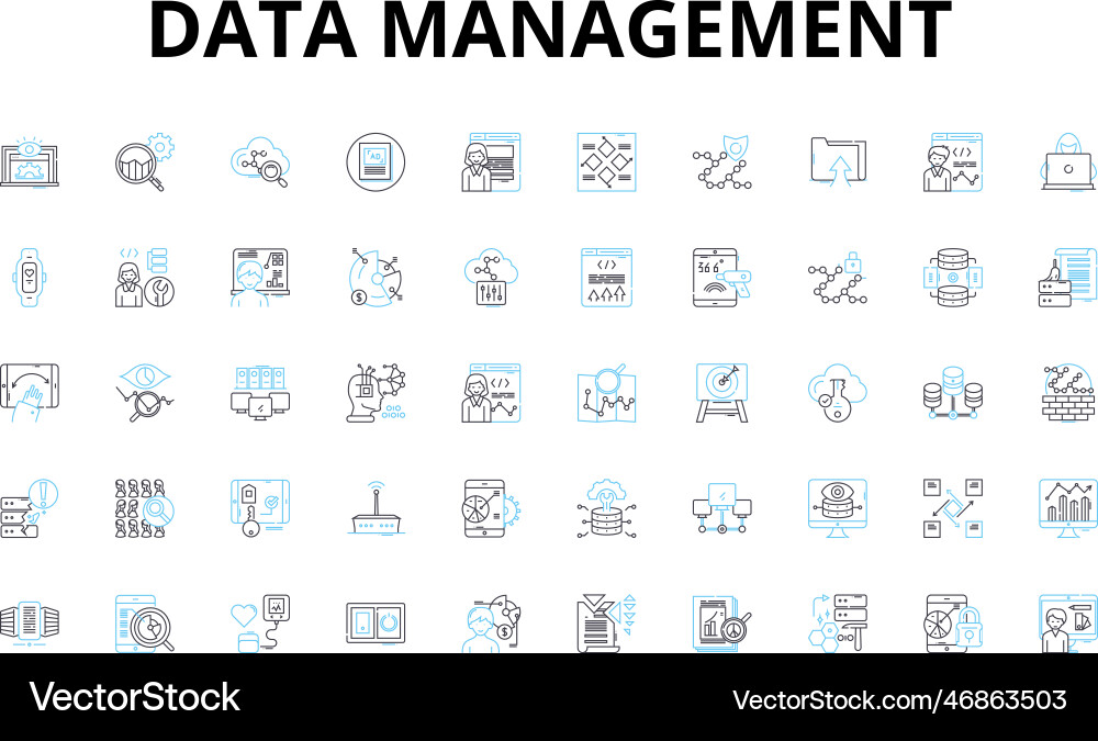 Data management linear icons set organization Data management linear icons set organization vector image