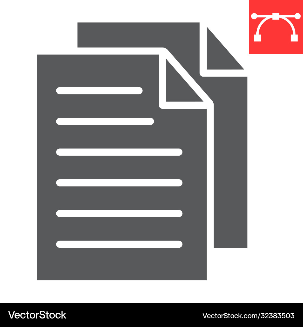 Document glyph icon ui and button file sign vector image