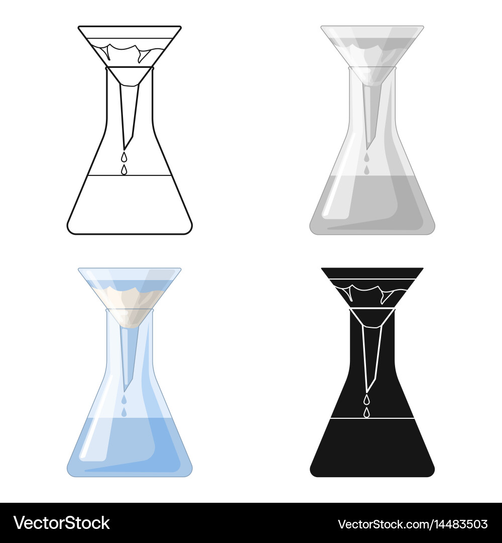 Filtration of water solution in a conical flask Vector Image