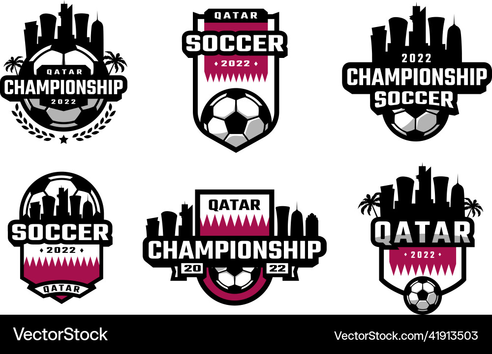 Football championship set sport logo qatar 2022 vector image