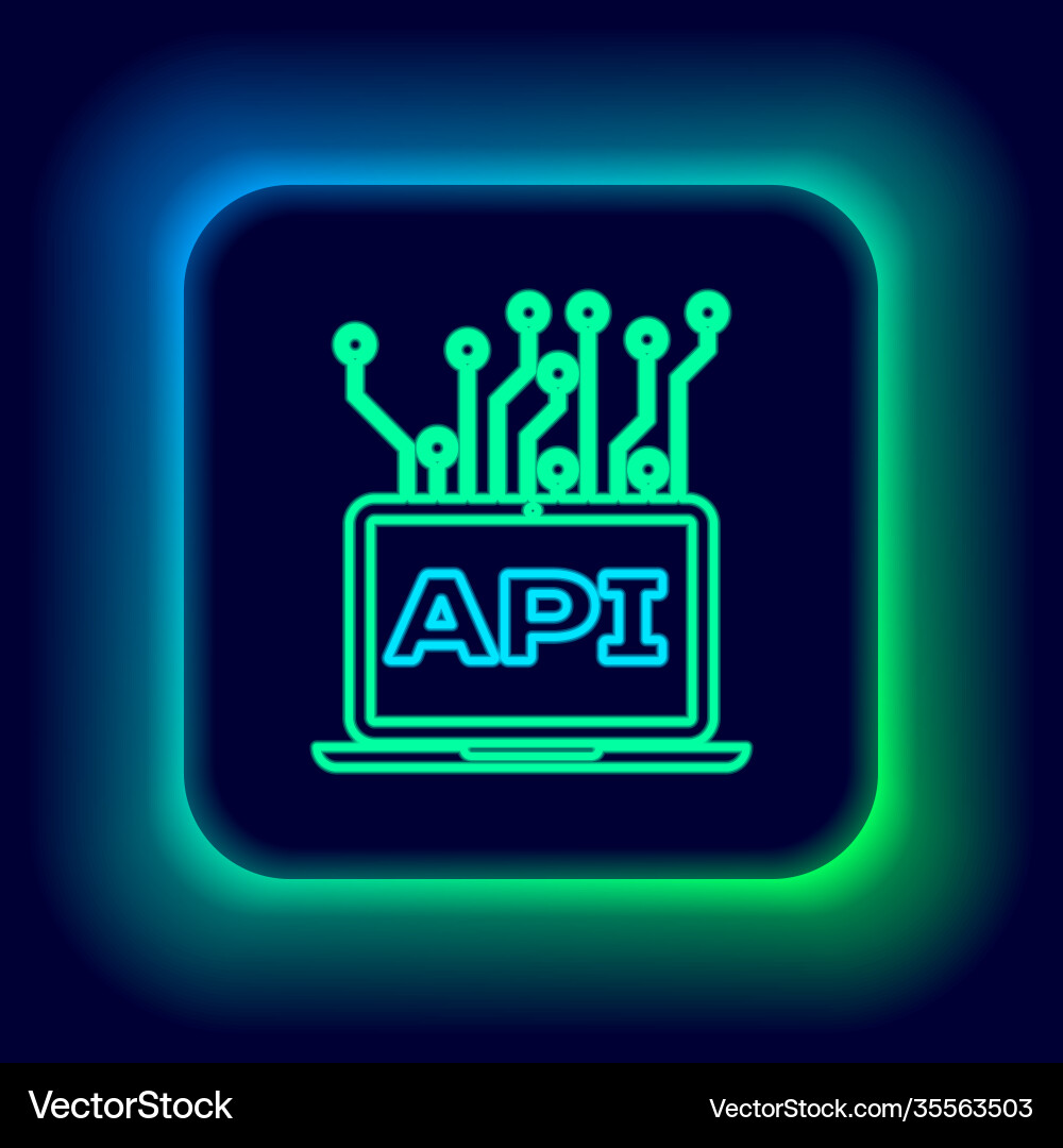 Glowing neon line computer api interface icon Glowing neon line computer api interface icon vector image