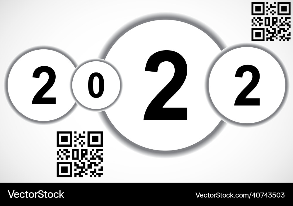 Happy new year 2022 text design with qr code Vector Image