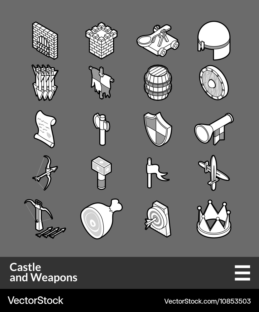 Isometric outline icons set Vector Image
