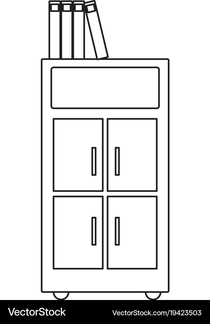 Line archive cabinet file with books document Vector Image