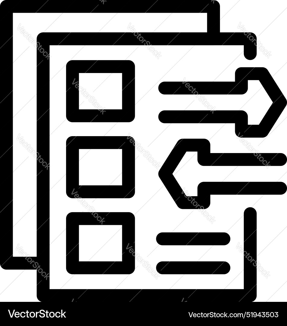 Line icon of files with arrows transferring data Line icon of files with arrows transferring data vector image