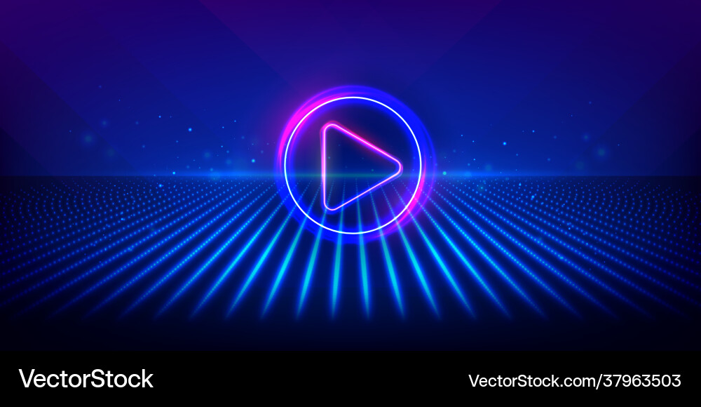 Neon Play Button Abstract Background vector image
