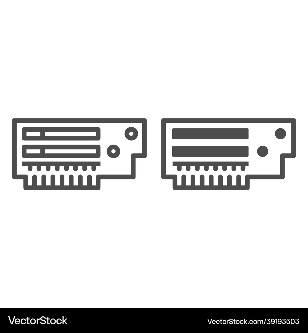 Pci express board line and solid icon electronics Pci express board line and solid icon electronics vector image